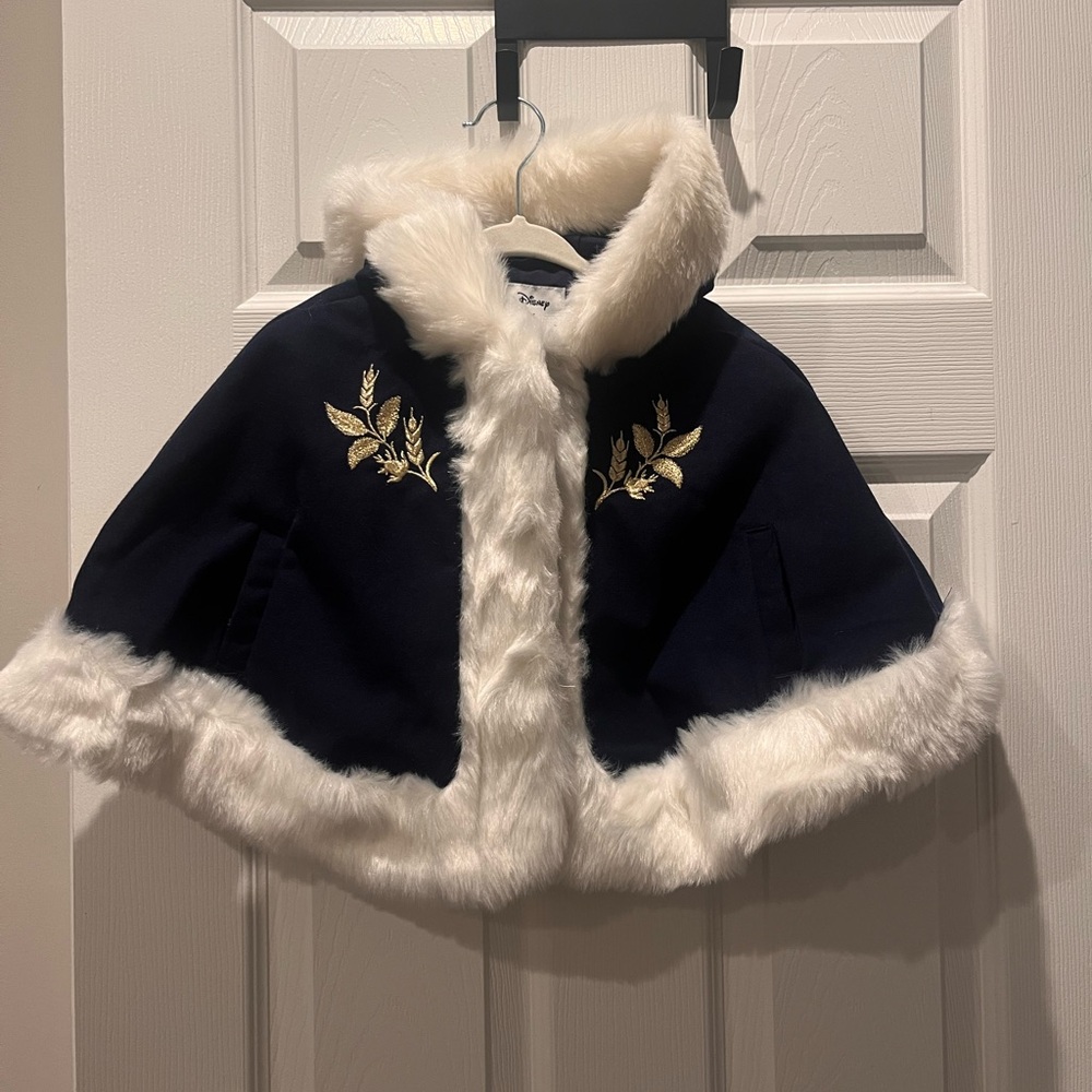 Frozen Elsa/Anna Navy Cape with Faux Fur Trim